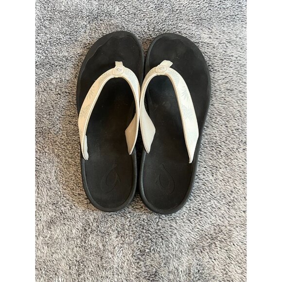 Olukai Ohana Womens Flip Flop Size 9 Sandals White Pineapple Floral Beachy 16608 - Picture 3 of 7